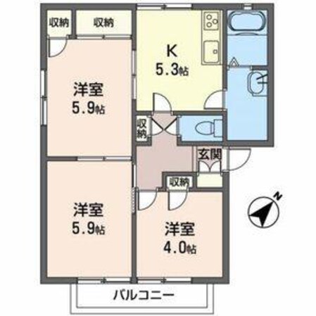 フレグランスタウン大槻Dの物件間取画像